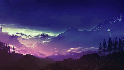 Wallpaper Blue Purple Mountains Sky 2048x1152 Francazo 1952131