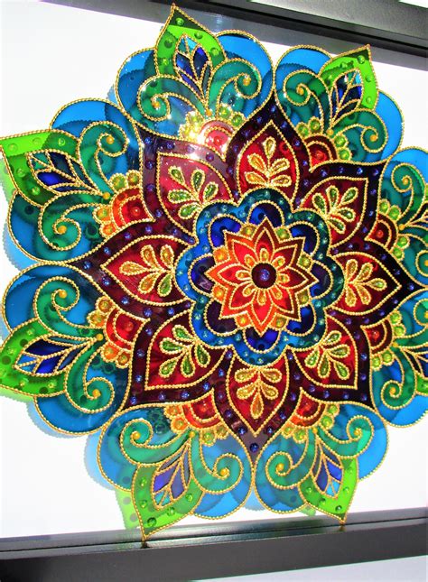 Mandala Art Glass Painting Bohemian Decor Stained Glass Glass Etsy India