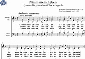 Nimm mein Leben (Hymnus) - Wolfgang Amadeus Mozart | Noten zum Download