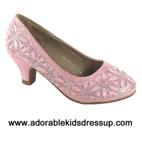 High Heel Dress Shoes Fancy Pink Party Heels For Kids