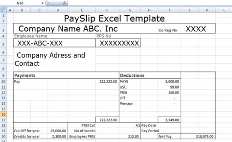 Payslip Template Format In Excel And Word Free Excel Templates