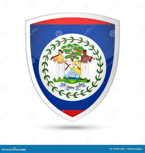Icono Del Escudo Del Vector De La Bandera De Belice Stock De