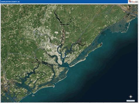Charleston County Sc Wall Map Satellite Pure Style By Marketmaps