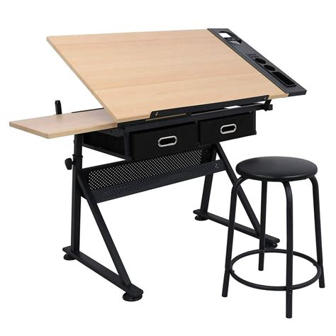 Height Adjustable Drafting Draft Desk Drawing Table Desk Tiltable
