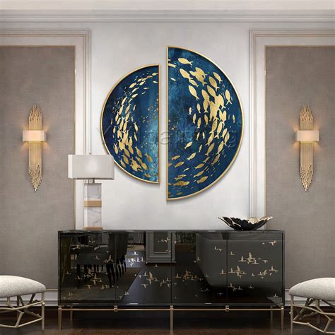 30 Navy Blue And Gold Wall Decor