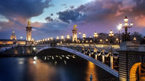 Bridge Of Alexander With Lights France Paris With