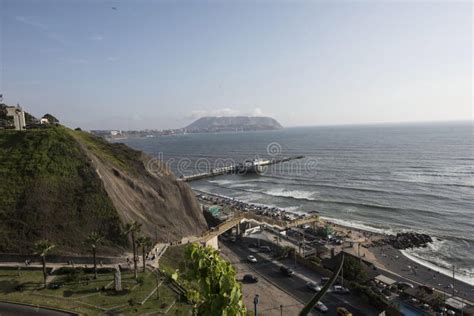 Miraflores District In Lima Luxury Building And Ocean Pacific Peru