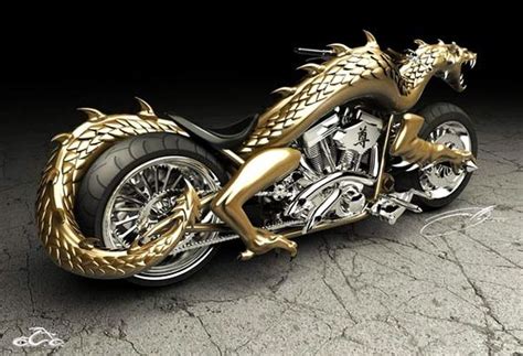 3d Printed Golden Dragon Themed Chopper Chopper Motorcycle Super