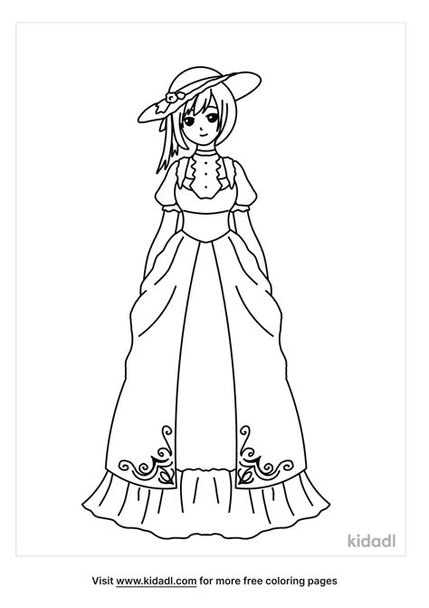 Free Anime Girl Victorian Dress Coloring Page Coloring Page
