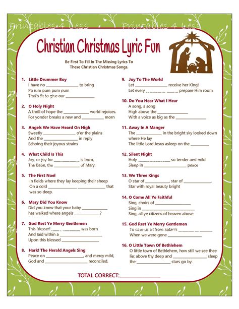 Free Printable Christmas Games For Church