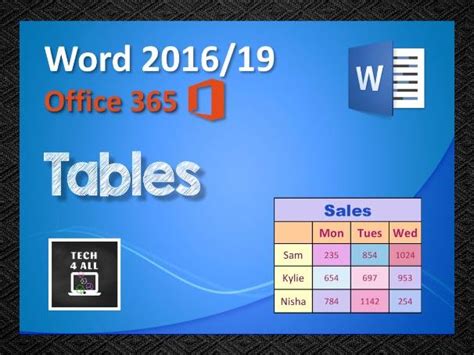 Tables In Microsoft Word Teaching Resources