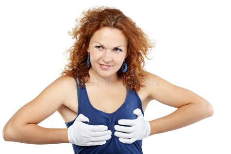 Woman Squeezes Her Breasts With Her Hands Stock Image Image Of Female Hand 26281901