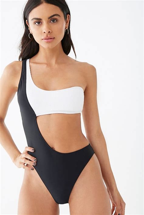 Cutout One Shoulder One Piece Swimsuit Cheap Forever 21 Swimsuits