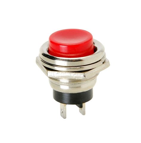 Momentary Push Button Switch Red Metal With Terminal Connections