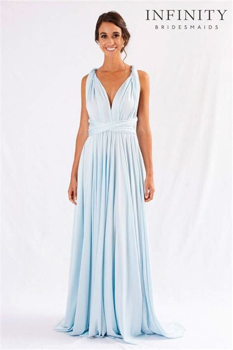 Luxe Satin Ballgown Multiway Infinity Dress In Pastel Blue Multi Way