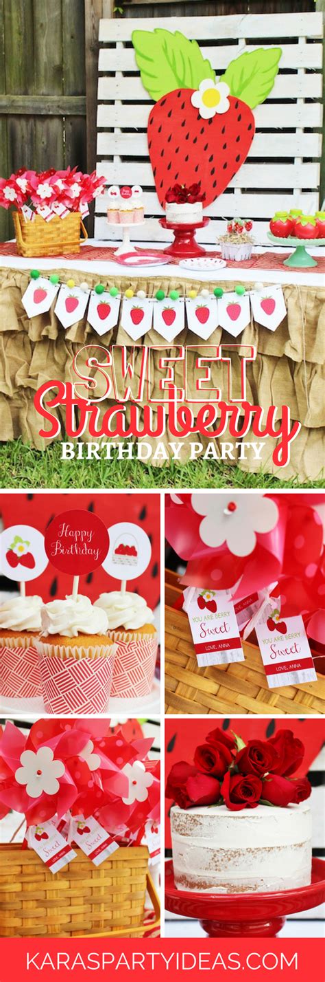 Kara S Party Ideas Sweet Strawberry Birthday Party Kara S Party Ideas