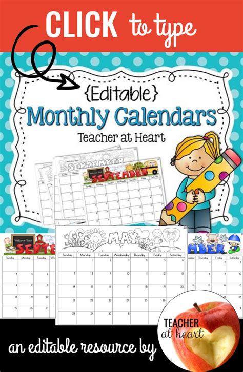 Editable Monthly Calendars Updated Each Year Editable Monthly