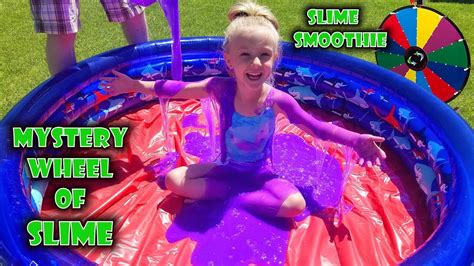 Mystery Wheel Of Slime Challenge Giant Slime Smoothie In A Pool I