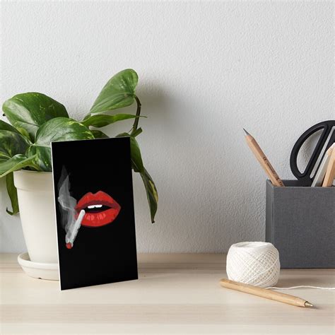 Smoking Red Lips Art Board Print By Boodrow Redbubble
