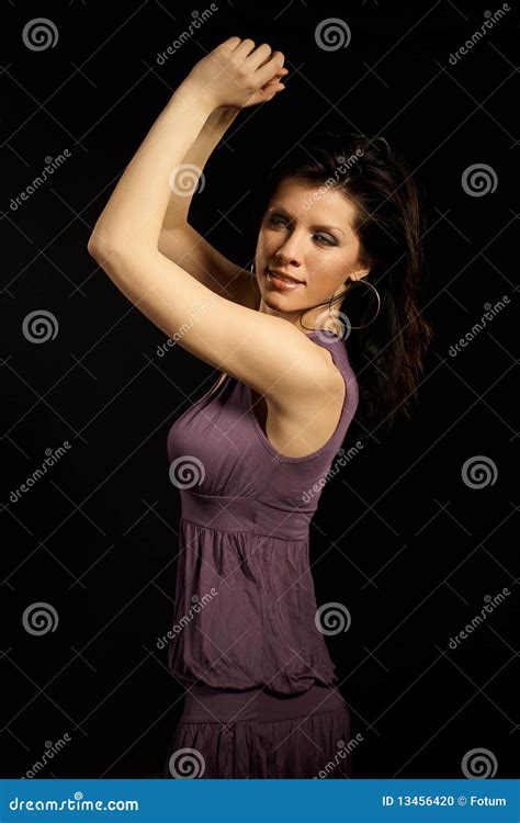 Beautiful Woman Is Dancing Stock Photo Image Of Glamour 13456420
