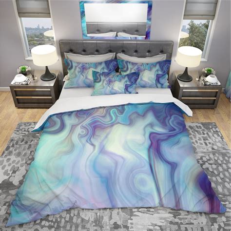 Designart Marbled Colours In Shades Of Turquoise And Purple Modern