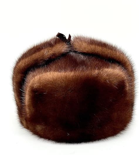 New Vintage Russian Mink Fur Hat Ushanka Mahogany Toned Winter Etsy