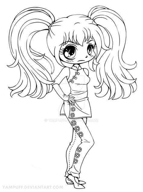 Kaylayla Chibi Lineart Commission By Yampuff On Deviantart