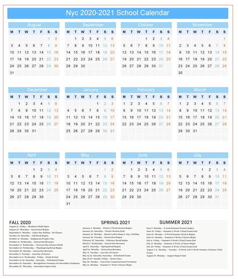 Nyc Doe Public School Calendar Holidays 2020 2021 Printable Calendars