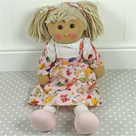 Personalised Large Rag Doll Pink Dress Mrs Prickles