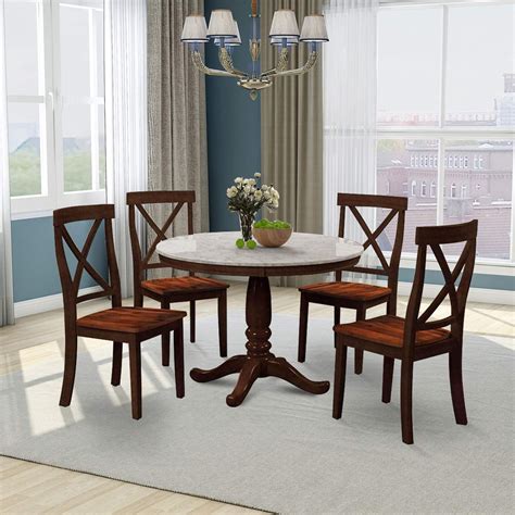 Round Dining Room Table Set Urhomepro 5 Piece Wood Dining Set With 4
