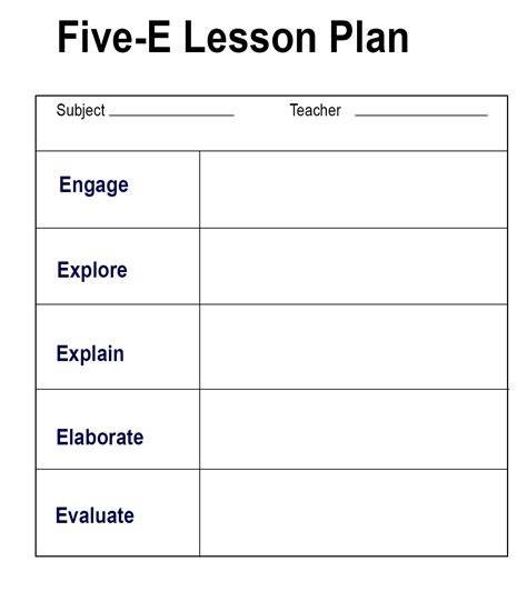 Five E Lesson Plan Min All Form Templates Riset