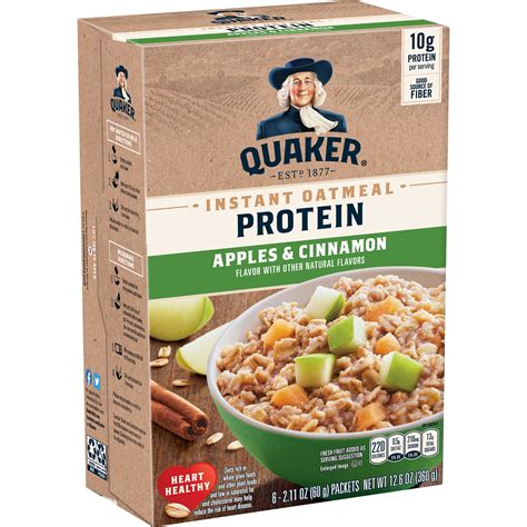 Quaker Protein Instant Oatmeal Apples And Cinnamon 211 Oz Packets 6