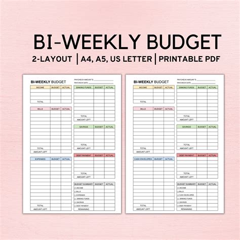 Bi Weekly Budget Templates Printable Templates