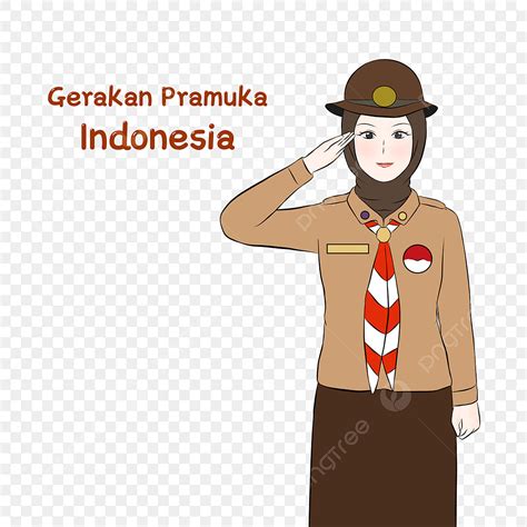 Gerakan Pramuka Indonesia Ilustrasi Gadis Berhijab Muslim Berpose