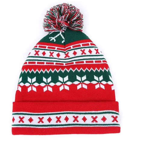 Christmas Beanie Hat Men Women Slouchy Baggy Knitted Pompom Cap Soft