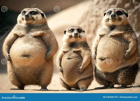 Very Fat Meerkats Created With Generative Ai Technology Stock Photo