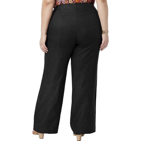 inc womens black linen work wear office wide leg pants plus 18w bhfo 2628 ebay