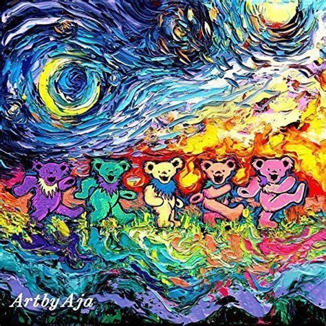 Buy Grateful Dead Dancing Bears Art Psychedelic Starry Night Print