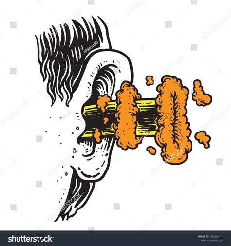 Smoky Angry Exploding Ear Art Hand Stock Vector (Royalty Free