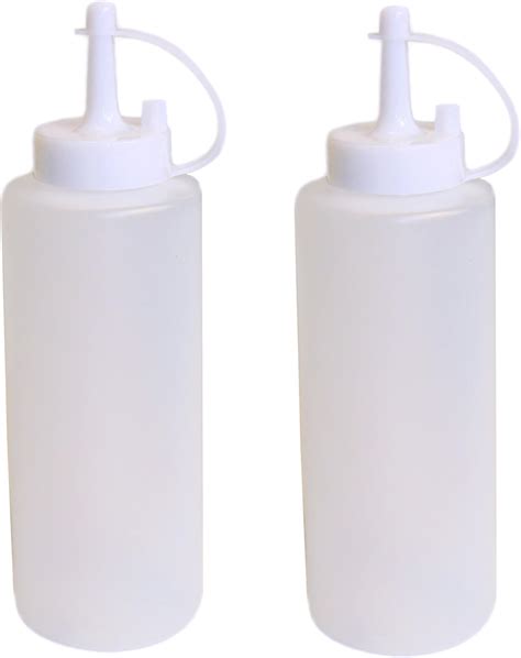 Pack Of 2 Plastic Squeeze Bottles With Caps Ketchup Bbq