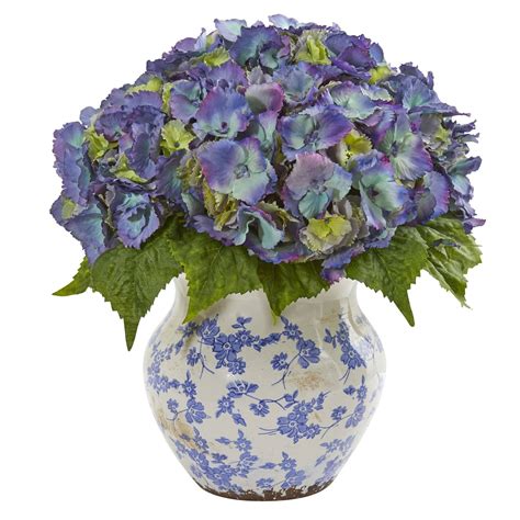 hydrangea artificial arrangement in large floral vase 1846 nearly natural