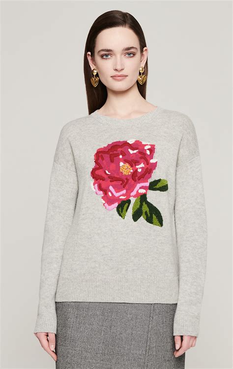 This Sweater Features A Stunning Floral Motif Topped With Embroidery