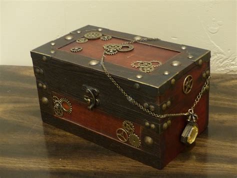 Home Decor Steampunk Jewelry Box Treasure Chest With Yellow