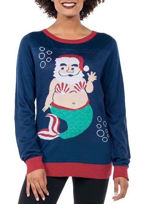The Tipsy Elves Womens Mermaid Santa Ugly Sweater