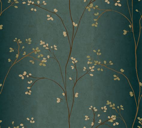 York Wallcoverings Br6224 Blue Book Vertical Blossoms Wallpaper