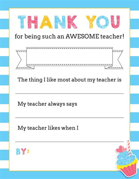 These Cute Thank You Teacher Printables Are Perfect For Teacher