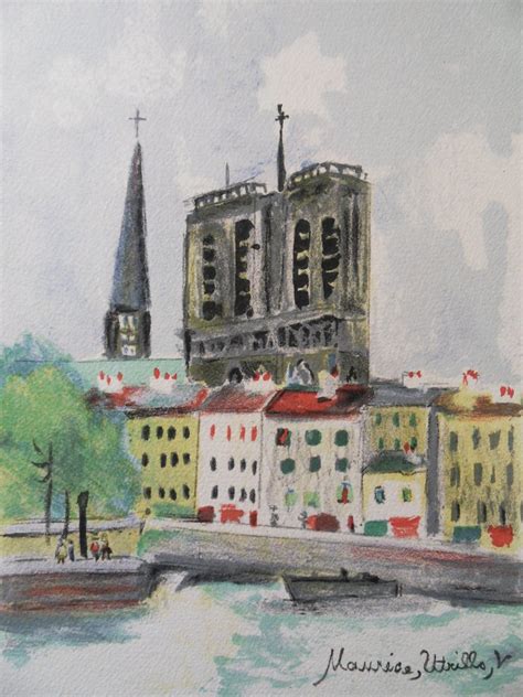 Maurice Utrillo Notre Dame Vue De La Seine Lithographie Originale