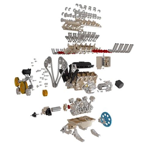 V4 Car Engine Assembly Kit Full Metal 4 Cylinder Engine Building Kit