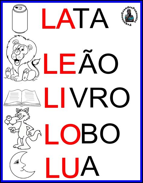 Pequenos Grandes Pensantes Cartazes Com Todas As Famílias Silábicas