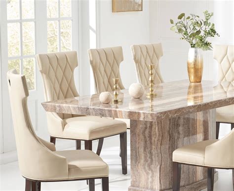 Mark Harris Como 200cm Brown Constitued Marble Dining Table With 6 X